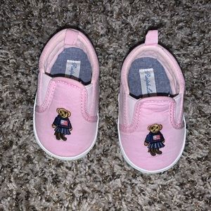 Baby girl Ralph Lauren Bal Harbour II Bear Slip On Sneaker  Size 2 in Pink!